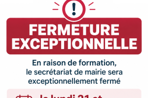 Fermeture exceptionnelle du secrétariat de mairie
